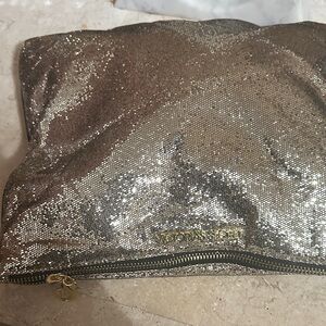 Victoria's Secret Silver Glitter Cosmetic Bag